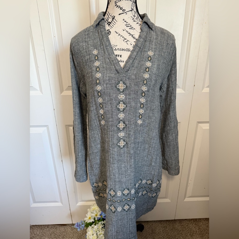 Sonoma Gray Embroidered Dress